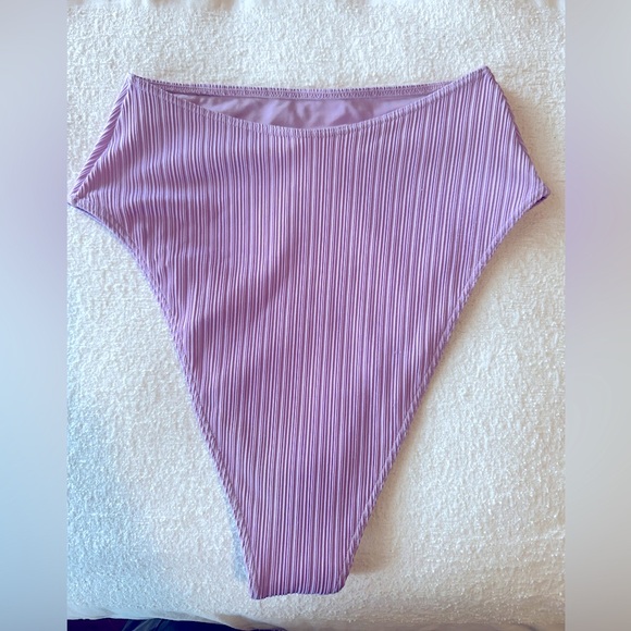 frankies bikinis annie plisse bikini bottom top set wisteria lilac - Picture 12 of 12